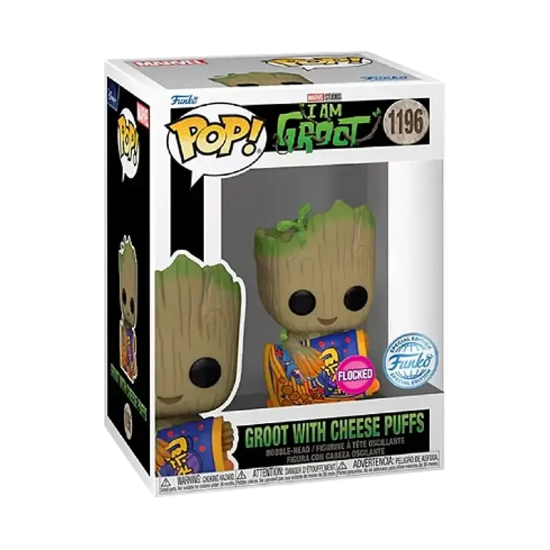 Picture of FUNKO POP MARVEL 1196 GROOT WITH CHEESE PUFFS (FLOCKED)